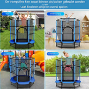 Trampoline met veiligheidsnet - 140 cm - Voor kinderen - Kindertrampoline - Blauw - Buitenspeelgoed - Mini trampoline