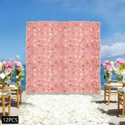 Achtergrond - Muurdecoratie - Backdrops - Achtergronddoek – Voor Bruiloft & Fotobackdrops – 3D Bloemenmuur – Set van 12 - Roze bloemen