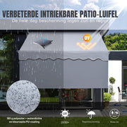 Zonneluifel - 183cm - Ook als balkonluifel - Terras - Knikarmscherm zonnescherm - Uitschuifbaar - PU Coating - In Hoogte Verstelbaar
