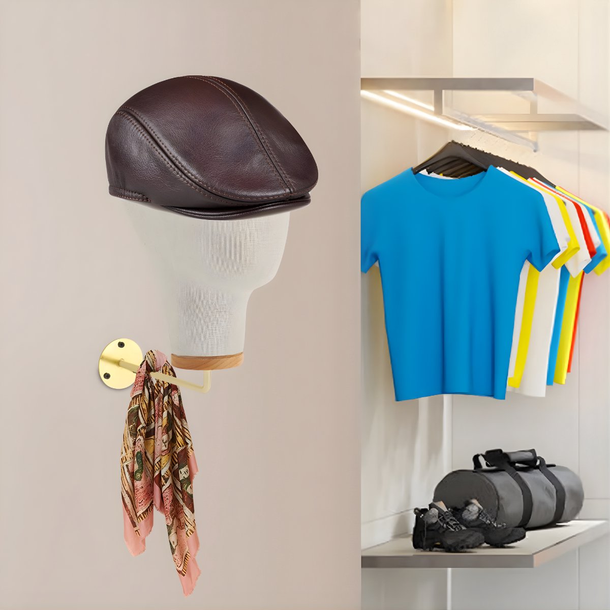 Mannequin Hoofd - Voor het tonen van pruiken en hoeden - Muurbevestiging - Voor winkels of thuis - Zwart