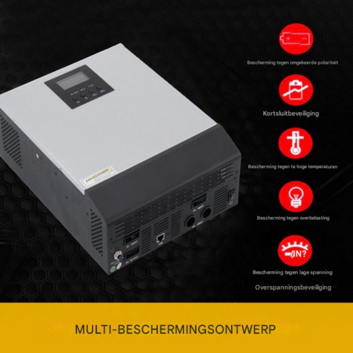 Zonne-omvormer - Frequentieomvormer - Zonnepanelen - Accu - Frequentieregelaar - Toerentalregelaar - 3KVA - 24V MPPT - Off-Grid - Pure Sinus Omvormer voor Zonnepanelen