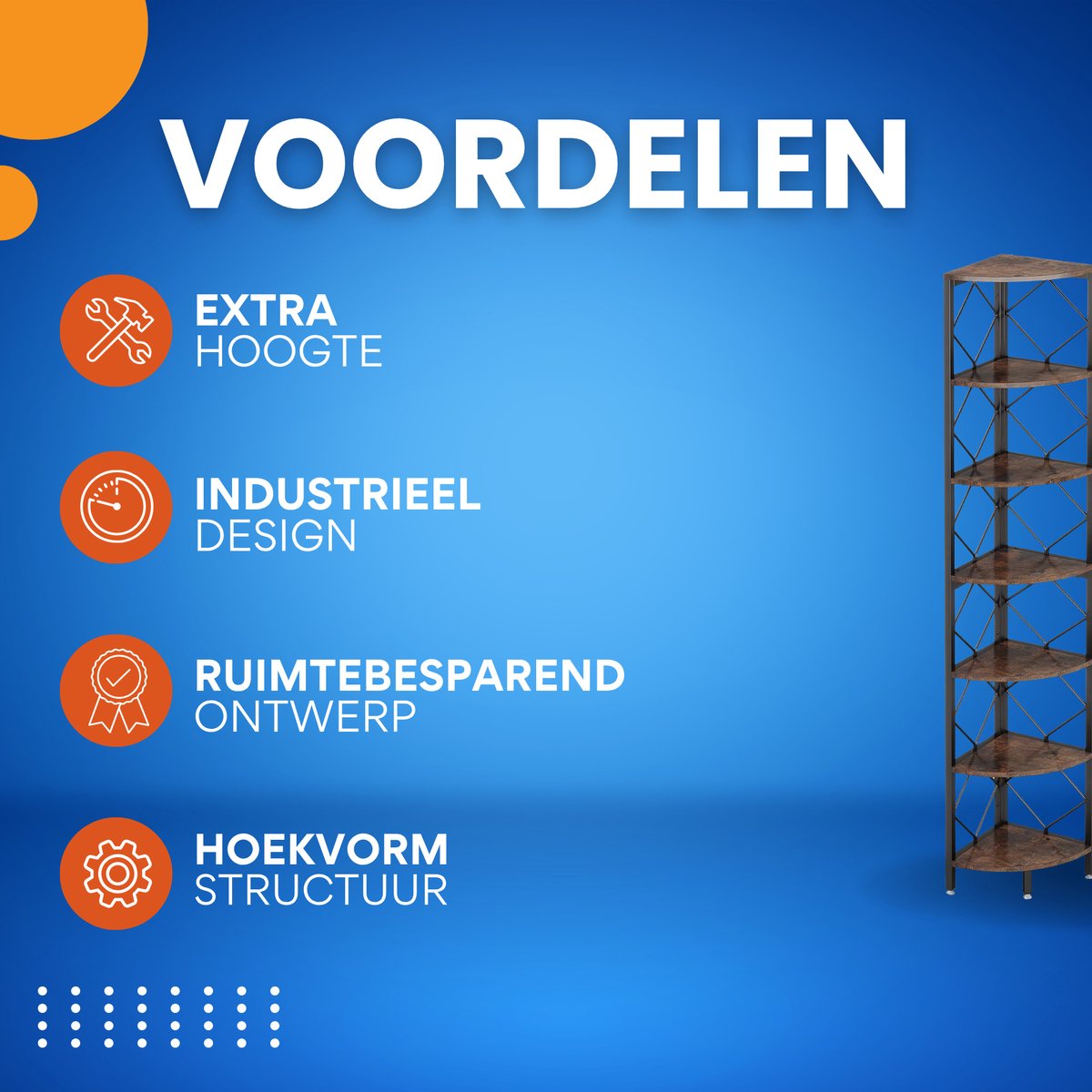 Hoek Boekenkast - Boekenplank - Wandplank - Boekenrek - Voor kleine/smalle ruimtes - Bruin