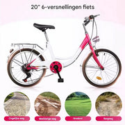 Kinderfiets Fioren - Rosaline - 20 inch - 6 versnellingen - Roze - Voor meisjes - Peuterfiets - Verstelbaar in hoogte