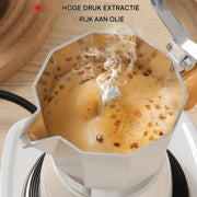 Espresso Tavien - koffiemaker - Wit - Percolator - Moka pot - Met Koffiemolen - Camping en thuisgebruik