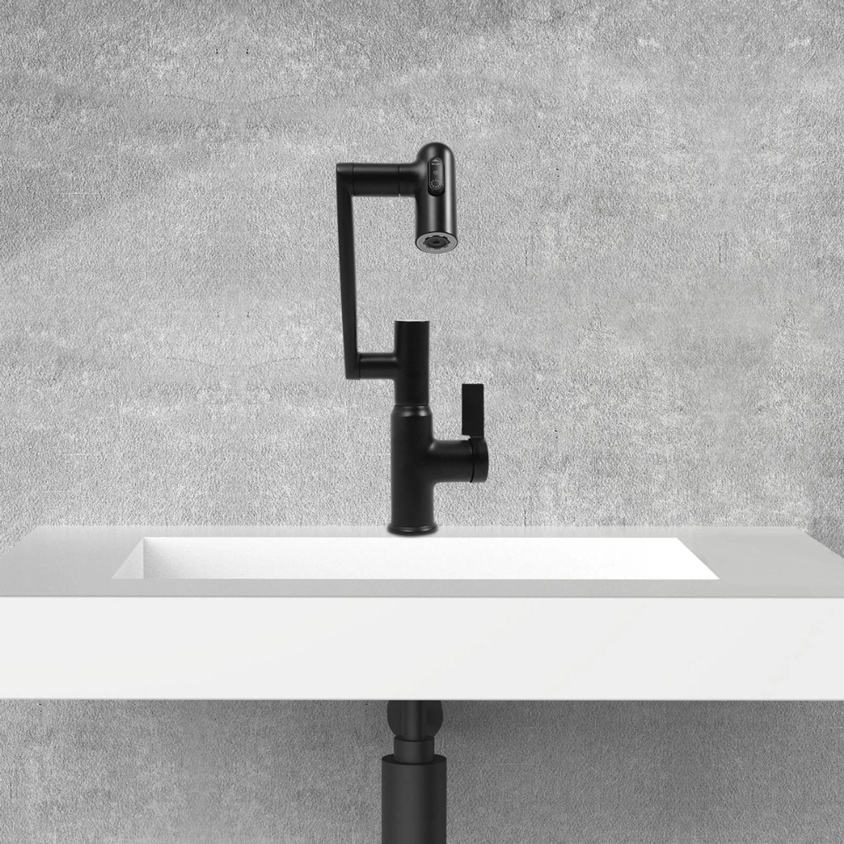 Badkamerkraan - Wastafelkraan - Voor badkamer en keuken - Met LED-temperatuurindicator - Zwart