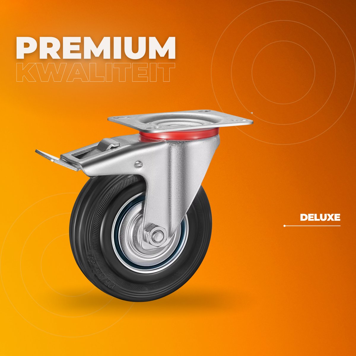 Zwenkwielen met rem - Set van 4 - 125 mm - Set van 4 - Transportrollen - Zware wielen - 150KG Draagvermogen