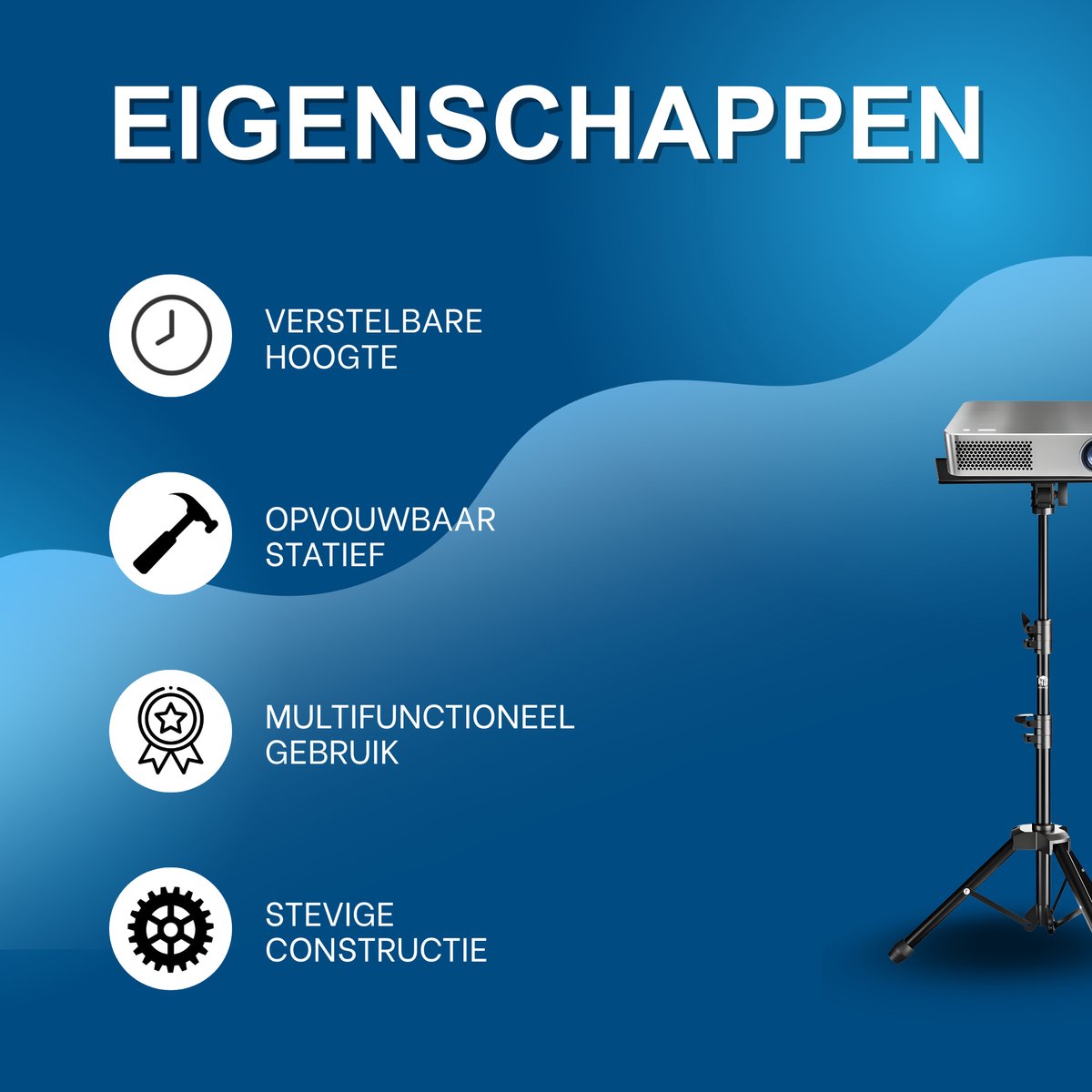 Projectorstatief - Laptopstatief – Opvouwbaar Statief met Plateau - Voor Studio, Presentatie - Staand Computerbureau - Hoogte 90 cm - Zonder wielen