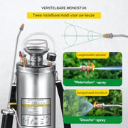 Onkruidsproeier - Rugspuit 8L - RVS Druksproeier - Onkruidspuit - Ergonomisch - Variabele Spraykop