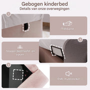 Kinderbed - Kinderbedden - Eenpersoonsbed - Voor Jongens & Meisjes - Eenpersoonsbed met Kosmisch Patroon - Roze Fluweel - Zonder Matras - 90x190