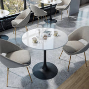 Eettafel Grandiose - 78 cm Hoge Ronde Keuken Eettafel - Gesinterde Stenen Top met Voetstuk Base - Bistro Tafel voor Vrije Tijd en Hoogteverstelling