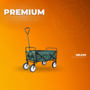 Bolderkar - Groen - Strandwagen - Opvouwbaar tuinwagen - Met duwstang - Voor buitengebruik - 115 kg capaciteit - All terrain