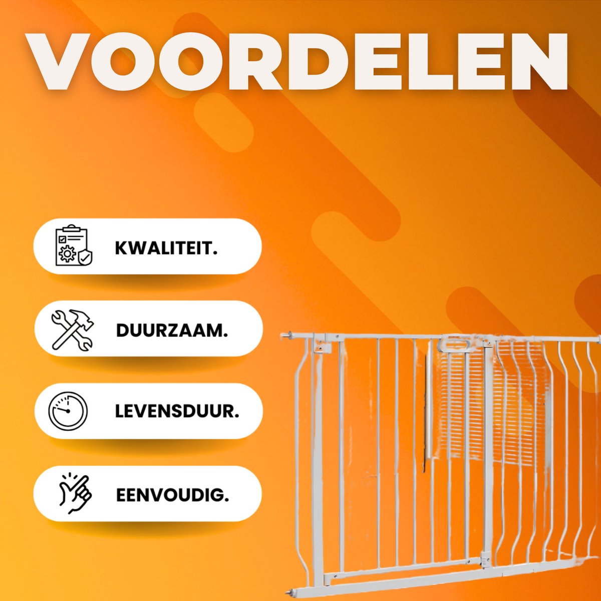 Veiligheidshekjes Deluxe - Zonder boren - Traphekje - Slagboom - 749-990 mm - Klembevestiging - Kinderhekje of hond