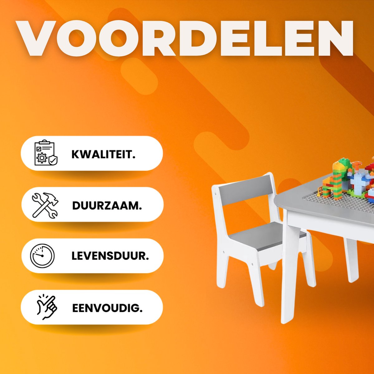 Kindertafel - Speeltafel- Voor Kinderen & Kleuterschool - Kindertafel en stoeltjes - 2-in-1 Speeltafel - Met Opbergruimte & Stoelen - Grijs