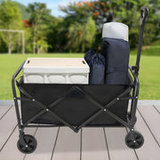 Opvouwbare Bolderkar – Bolderwagen - Voor strand, tuin en camping – Met wielen en duwstang – Zwart