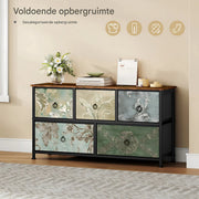 Ladekast met 5 Laden -Dressior - Kast - Voor Woonkamer, Slaapkamer, Keuken of Hal - TV-Kast & Dressoir - Met Stof en Metalen Frame van