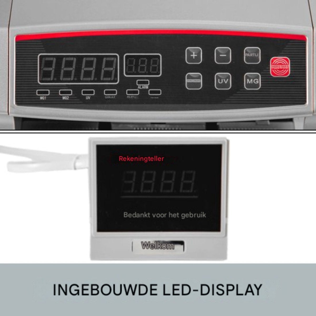 Geldtelmachine deluxe - Professionele biljettelmachine - Grijs - 1000 Biljetten p/min