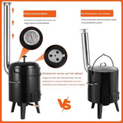 Stoofpot BBQ Kachel - Voor Soepen, Gebraden Kip & Rundvlees Stoofpot - Geëmailleerde Stalen Plaat voor Outdoor Keuken - 21L