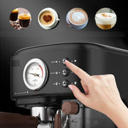 Happyment 3 in 1 Koffiemachine - Koffiezetapparaat - Koffie Apparaat - Pistonmachine - Melkopschuimer - Voor De Beste Koffie
