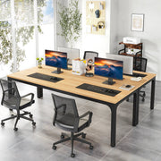Computerbureau Milano - Voor 2 Personen - 200cm - Naturel - Voor thuis of werk - Hout en metaal