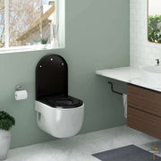 Happyment WC verkleiner - 2 in 1 - Universeel - Zwart - Automatische softclose - Toiletbrillen - WC Bril deksel - Toilettrainer