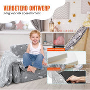 Grijze Opvouwbare Kinderstoelbank – Kinderfauteuil met Opbergruimte – Belastbaar tot 20 kg