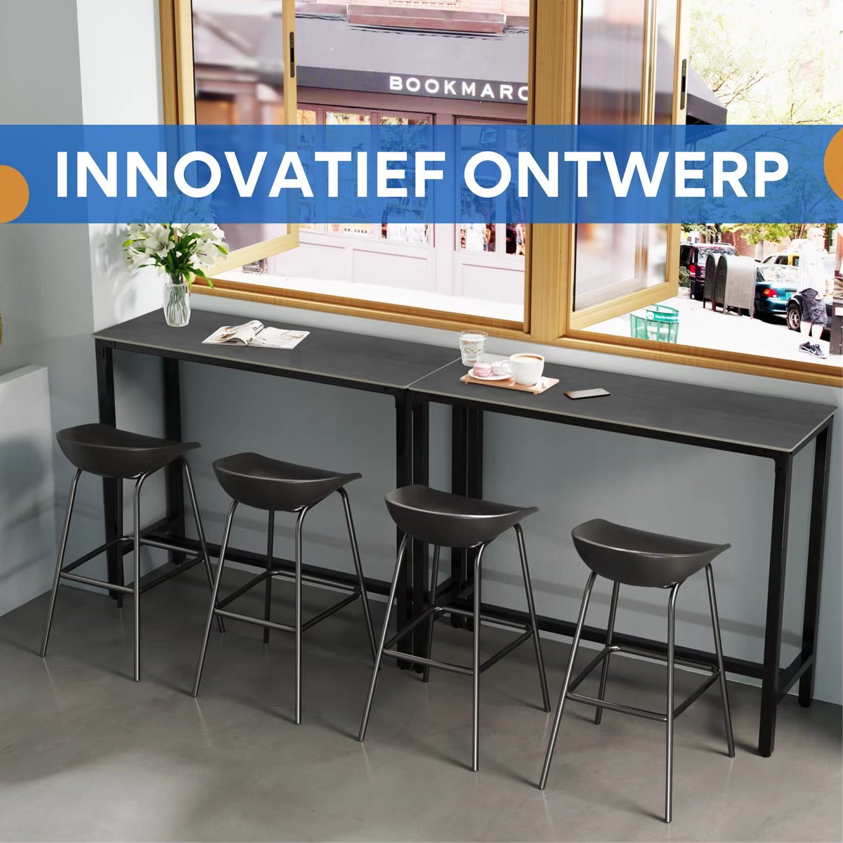 Bartafel Milano Tavien - 120cn - Voor binnen - Keuken en woonkamer - Marmer look - 4 to 6 personen - Donkergrijs