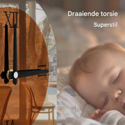 Tavien Langwerpige Wandklok - Bruin Getint met Zilveren Gespiegelde Romeinse Cijfers - Moderne Decoratieve Klok voor Woonkamer