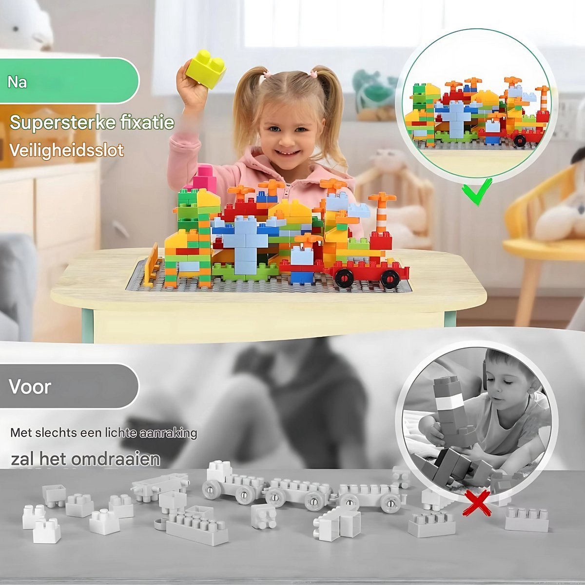Kindertafel Fioren - Speeltafel- Voor Kinderen & Kleuterschool - Kindertafel en stoeltjes - 2-in-1 Speeltafel - Met Opbergruimte & Stoelen - Lichtgrijs