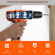 Accuboormachine 21V - 25+1 Koppel - 2 Snelheden - Elektrische Schroevendraaierset - Inclusief Accessoirekit