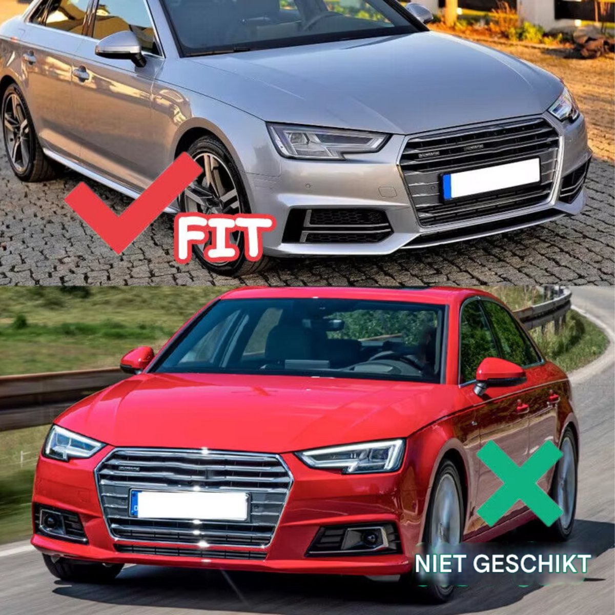 Grille - Voor Audi A4 B9 S-Line 2016-2018 - Auto accessoires - Mistlichtgrille - Zonder lampgat