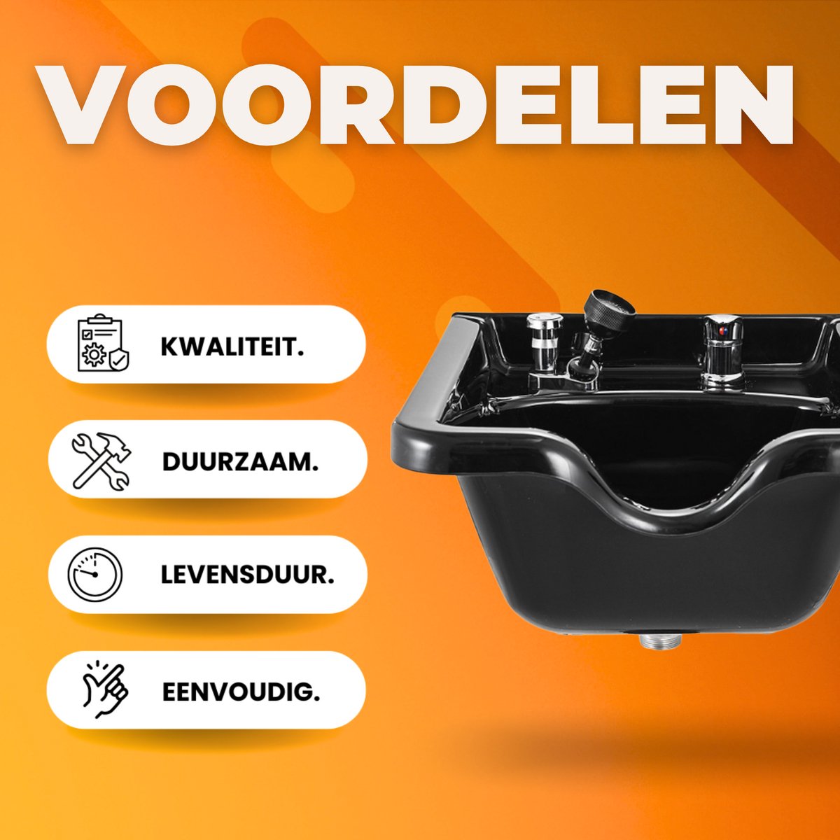 Haarwasbak kapper - Wasbak - Zwart Kapsalonmodel - Wastafel - Ook voor thuiskapster - Salon wasbak - Incl. Extra Toebehoren