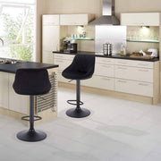 Bolt Edge Designer Barkruk - Zwart - Velvet - Ergonomisch - Zithoogte 60-82 cm - In Hoogte Verstelbaar