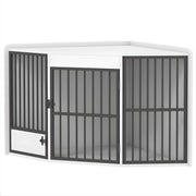 Hoek Hondenbench - Hondenkrat - Hondenkennel - Hoekvormig - Hondenhok - Voor Kleine & Middelgrote Honden - Wit