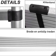 Aluminium Verlenging Ladder Velar - 5m - Antislip Uitschuifbare Zolder Loft Ladder - Lichtgewicht Vouwladder met 150kg Capaciteit