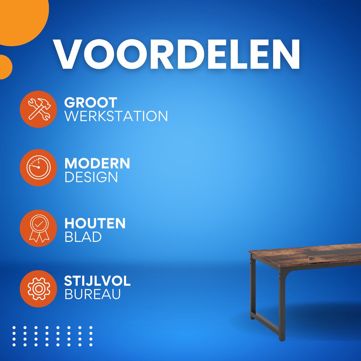 Computerbureau XL - 180cm bureau - Vintage - Voor 6 personen - Voor volwassenen
