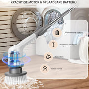 Elektrische Spin-Scrubber Tavien - 10-in-1 - Draadloos Oplaadbaar, Verstelbare Handgreep, Elektrische Reinigingsborstel voor Douche & Thuisgebruik