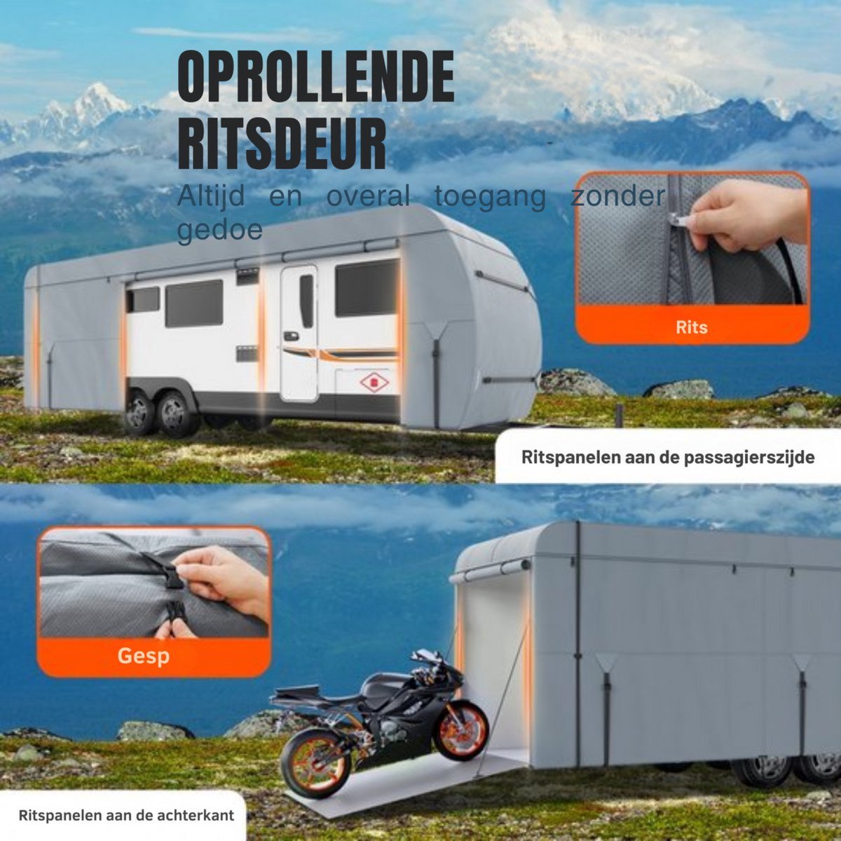 Caravanhoes deluxe - Voor buiten - Camperhoes - Weerbestendige - 642 x 296 x 251 cm - Beschermhoes voor buitenopslag