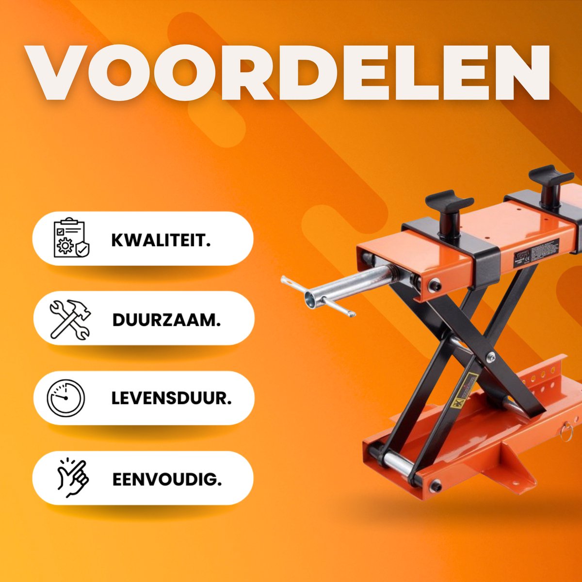 Motorkrik motorfiets heftafel - 500KG - 120-390 mm werkhoogte - oranje
