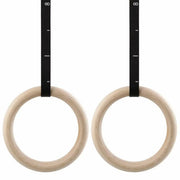 Houten turnringen voor fitness - 32mm - CrossFit, Gym & Calisthenics - Gymnastiek ringen hout – Krachttraining – Incl. Ophangbanden & Antislip Tape