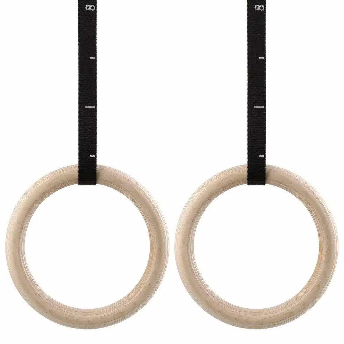 Houten turnringen voor fitness - 32mm - CrossFit, Gym & Calisthenics - Gymnastiek ringen hout – Krachttraining – Incl. Ophangbanden & Antislip Tape
