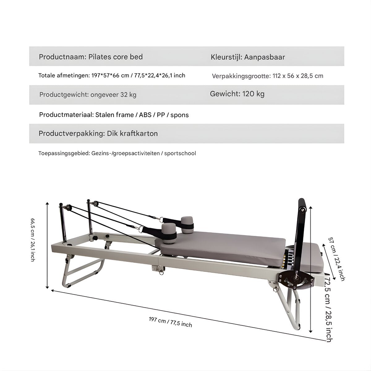 Home Pilates Reformer PRO - Verstelbaar Kern Trainingsbed - Opvouwbare Compacte Trainingsmachine voor Oefeningen Thuis