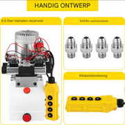 Hydraulische pomp - 12V - Dubbelwerkend - Dump trailer pomp lift - Heftruck - 4,5L reservoir - Voor heftoepassingen