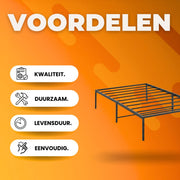 Bedframe met lattenbodem - 100x200cm - Eenpersoonsbed - Platformbed - Stalen Frame - 272kgdraagvermogen - Met Opbergruimte - Zwart
