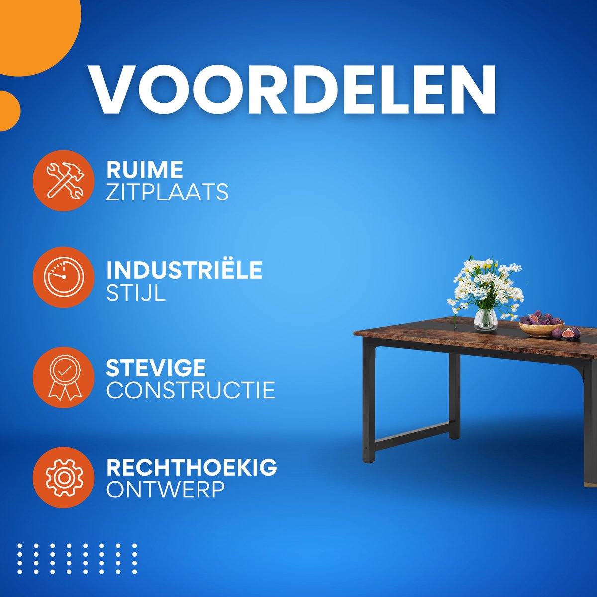 Eettafel Duvia - 160cm - Voor 6-8 personen - Voor Keuken of eetkamer - Bruin