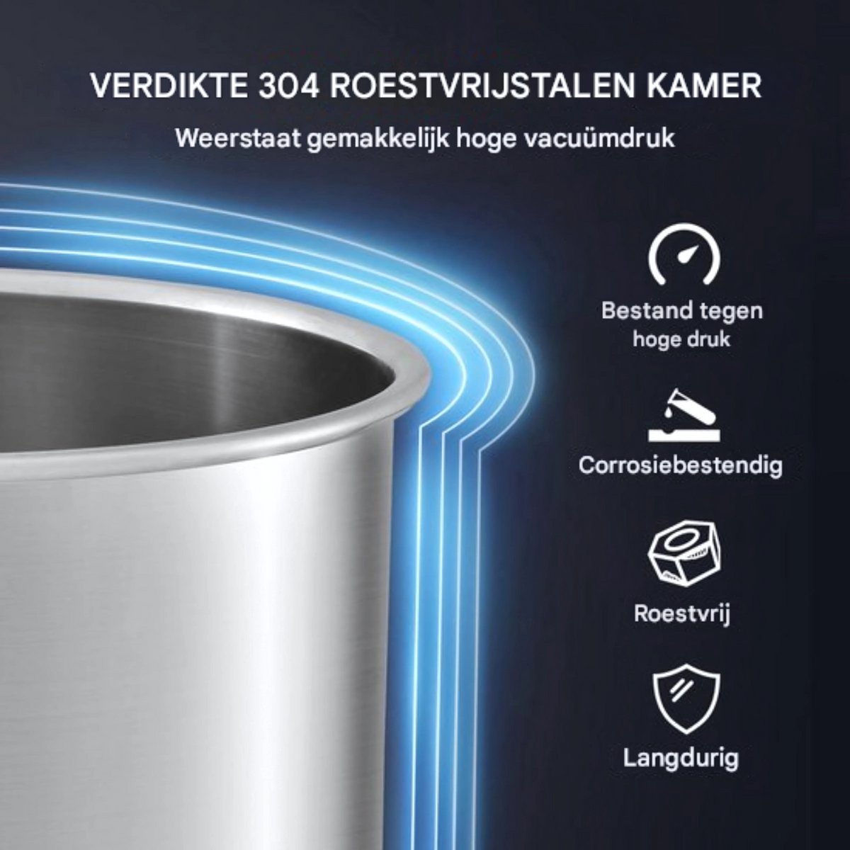 Vacuumkamer 11,4L - Ontgassen slliconen en hars - Vacuümpomp - RVS - 23x27cm - Ontgassen van Siliconen & Hars