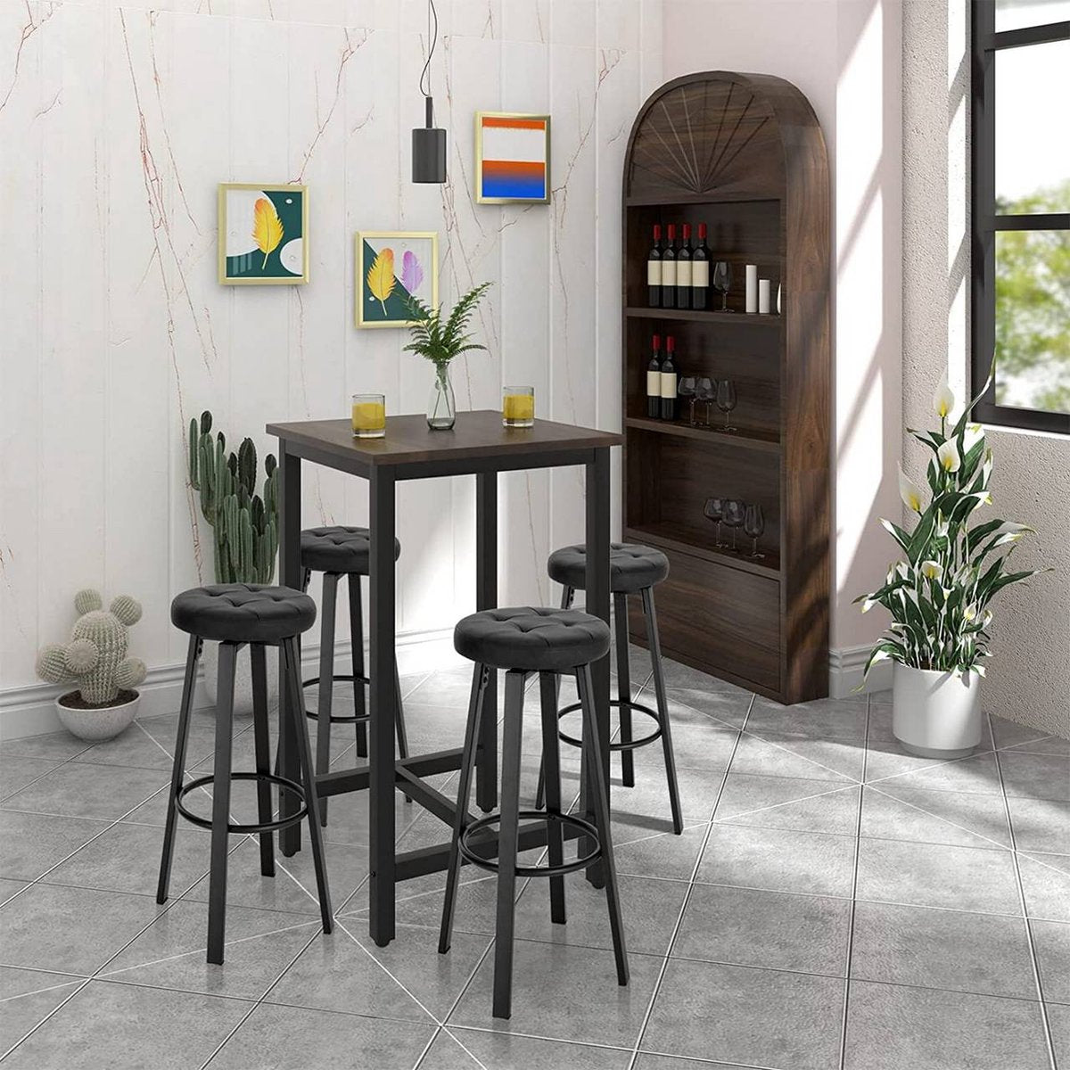 Barkruk Zura - Antraciet - Met rugleuning - Barstoelen ergonomisch - Zithoogte 60-82cm - Set van 2 - Keuken en bar