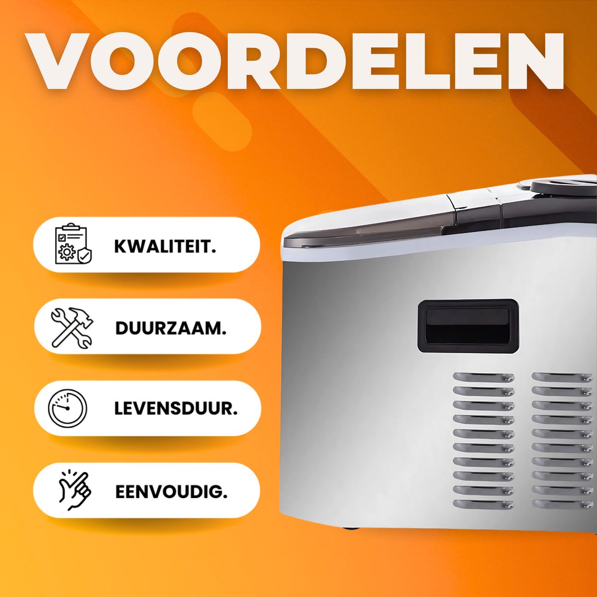 IJsblokjesmachine – 250W - IJsblokjesmaker met IJsschep – 24 blokjes per 15 minuten – Zelfreinigingsfunctie - Draagbaar - Zwart
