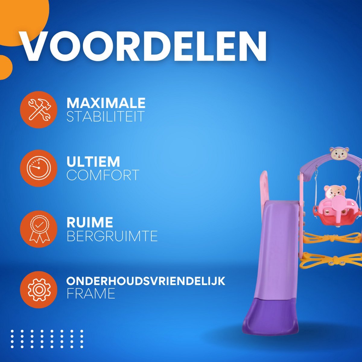 Opulence Speeltoestel 5-in-1 - Glijbaan en schommel voor peuters - Voor binnen en buiten - Met basketbalring en klimrek - Kinderen