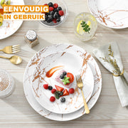 Classina Serviesset Vittoria - 12 delig - 4 persoons - Wit/Goud - Dinerborden - Bordenset - Diepe borden - Ontbijtborden - Servies - Keukenservies