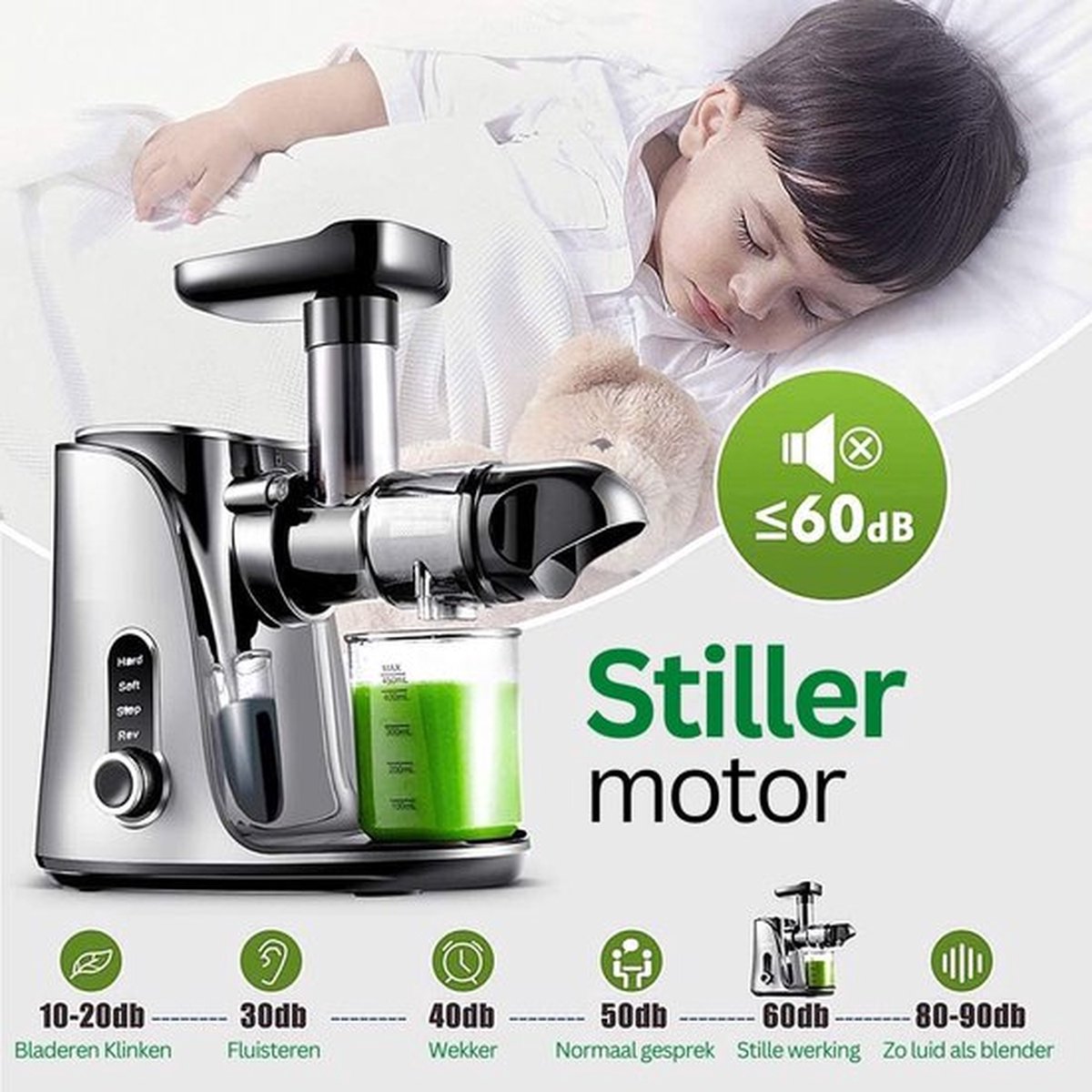 Happyment Slowjuicer PRO - Sapcentrifuge Met Led Display - Grijs - 500ml - Anti Slip
